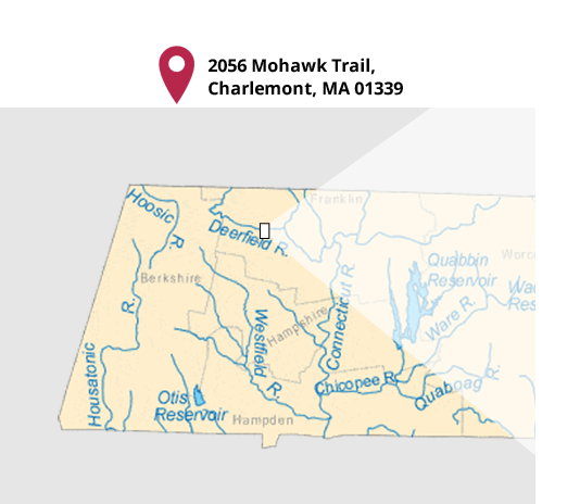 Interactive map of western Massachusetts showing the Deerfield River